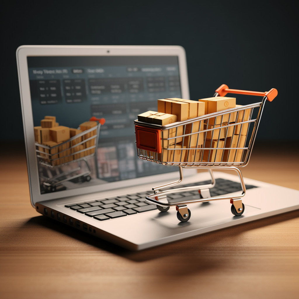 shopping cart and laptop image